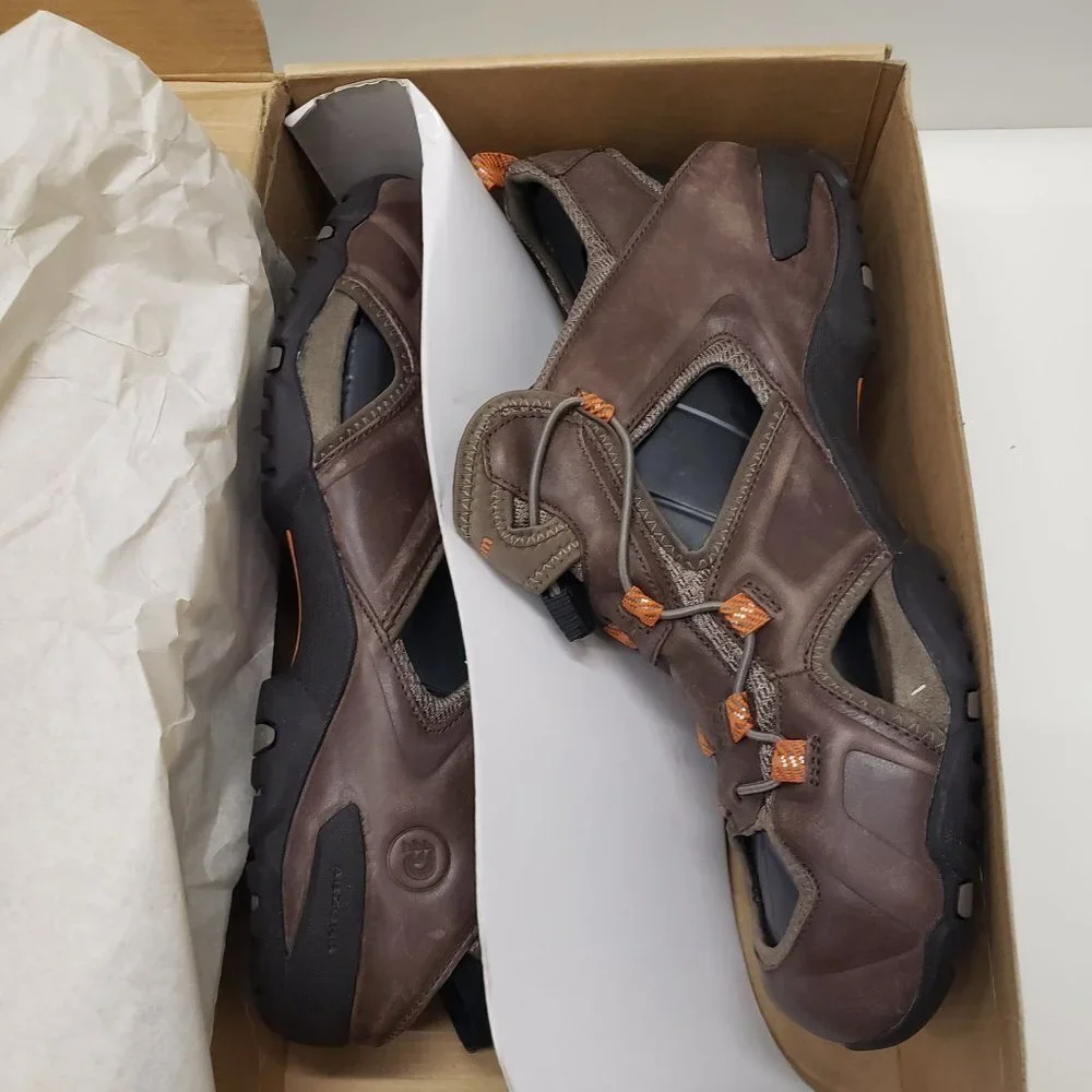 Dunham Men's Vibe Ruggards Tout Aller Brown Leather Sandals -‎ Size 13